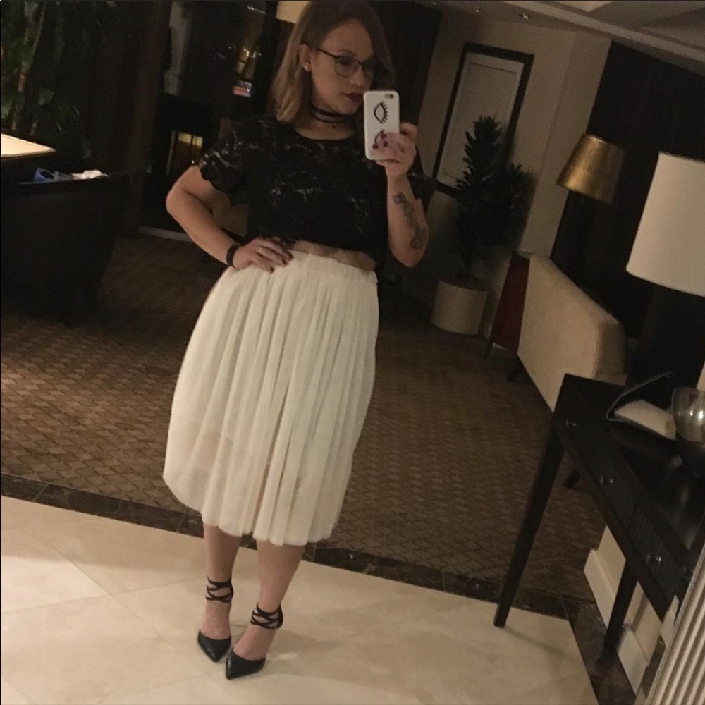 Cream colored tulle skirt